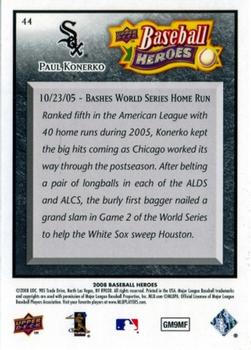 2008 Upper Deck Baseball Heroes - Black #44 Paul Konerko Back
