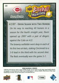 2008 Upper Deck Baseball Heroes - Black #48 Adam Dunn Back