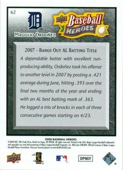 2008 Upper Deck Baseball Heroes - Black #62 Magglio Ordonez Back