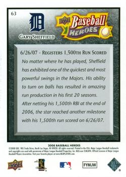 2008 Upper Deck Baseball Heroes - Black #63 Gary Sheffield Back