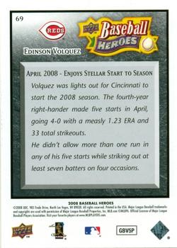 2008 Upper Deck Baseball Heroes - Black #69 Edinson Volquez Back
