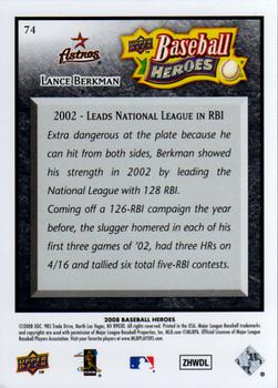 2008 Upper Deck Baseball Heroes - Black #74 Lance Berkman Back