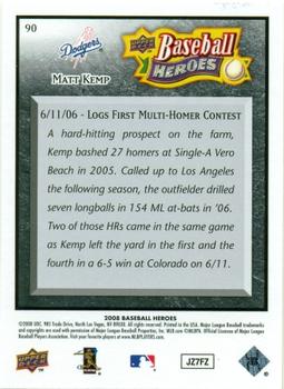 2008 Upper Deck Baseball Heroes - Black #90 Matt Kemp Back