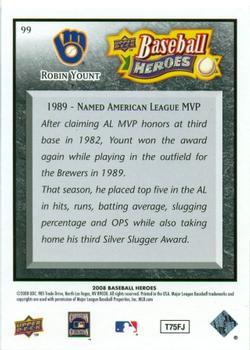 2008 Upper Deck Baseball Heroes - Black #99 Robin Yount Back