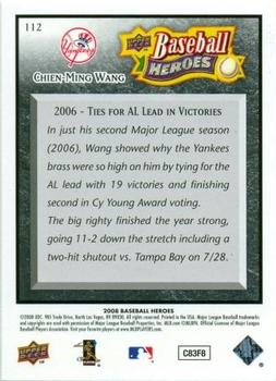 2008 Upper Deck Baseball Heroes - Black #112 Chien-Ming Wang Back