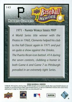 2008 Upper Deck Baseball Heroes - Black #143 Roberto Clemente Back