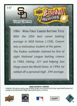 2008 Upper Deck Baseball Heroes - Black #147 Tony Gwynn Back