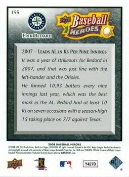 2008 Upper Deck Baseball Heroes - Black #155 Erik Bedard Back