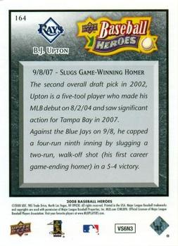 2008 Upper Deck Baseball Heroes - Black #164 B.J. Upton Back