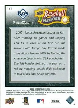 2008 Upper Deck Baseball Heroes - Black #166 Scott Kazmir Back