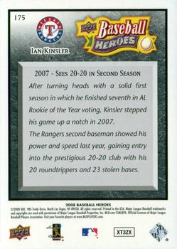 2008 Upper Deck Baseball Heroes - Black #175 Ian Kinsler Back