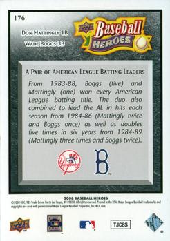 2008 Upper Deck Baseball Heroes - Black #176 Don Mattingly / Wade Boggs Back