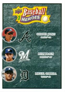 2008 Upper Deck Baseball Heroes - Black #189 Chipper Jones / Ryan Braun / Miguel Cabrera Front