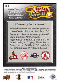 2008 Upper Deck Baseball Heroes - Black #200 Albert Pujols / Derek Jeter / Prince Fielder / David Ortiz Back