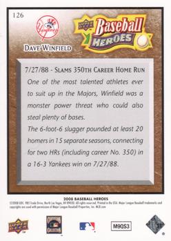 2008 Upper Deck Baseball Heroes - Brown #126 Dave Winfield Back