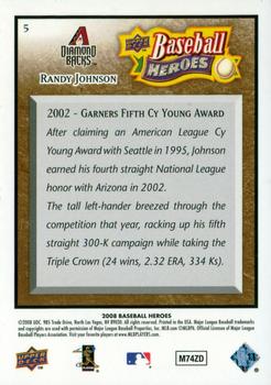 2008 Upper Deck Baseball Heroes - Brown #5 Randy Johnson Back