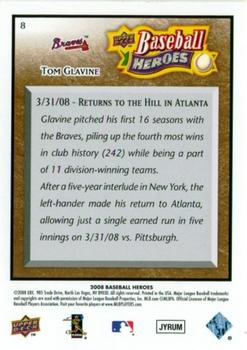2008 Upper Deck Baseball Heroes - Brown #8 Tom Glavine Back