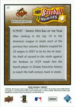 2008 Upper Deck Baseball Heroes - Brown #15 Brian Roberts Back