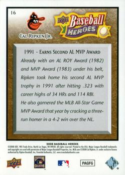 2008 Upper Deck Baseball Heroes - Brown #16 Cal Ripken Jr. Back