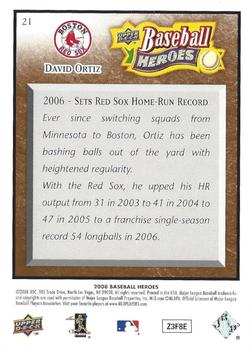 2008 Upper Deck Baseball Heroes - Brown #21 David Ortiz Back