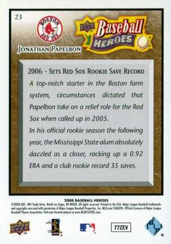 2008 Upper Deck Baseball Heroes - Brown #23 Jonathan Papelbon Back