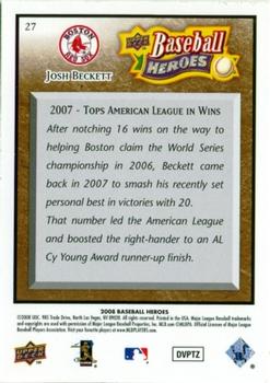 2008 Upper Deck Baseball Heroes - Brown #27 Josh Beckett Back