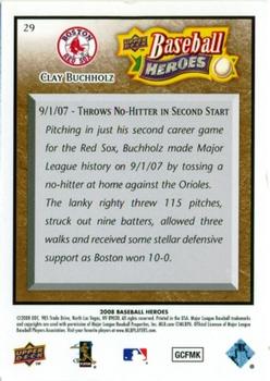 2008 Upper Deck Baseball Heroes - Brown #29 Clay Buchholz Back
