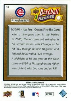 2008 Upper Deck Baseball Heroes - Brown #31 Ryan Theriot Back