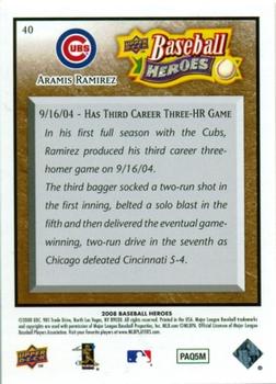 2008 Upper Deck Baseball Heroes - Brown #40 Aramis Ramirez Back