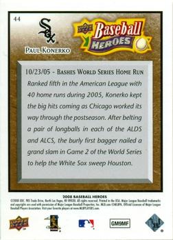 2008 Upper Deck Baseball Heroes - Brown #44 Paul Konerko Back