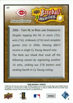 2008 Upper Deck Baseball Heroes - Brown #49 Aaron Harang Back