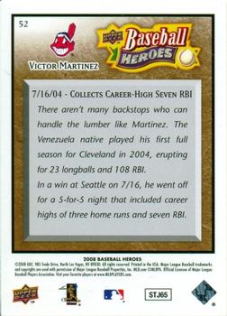 2008 Upper Deck Baseball Heroes - Brown #52 Victor Martinez Back
