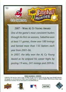 2008 Upper Deck Baseball Heroes - Brown #53 CC Sabathia Back