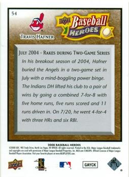 2008 Upper Deck Baseball Heroes - Brown #54 Travis Hafner Back