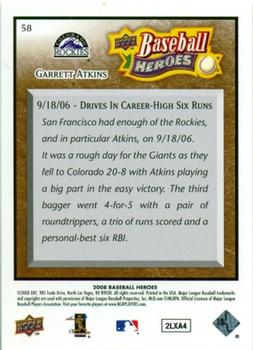 2008 Upper Deck Baseball Heroes - Brown #58 Garrett Atkins Back