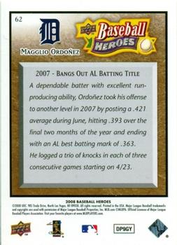 2008 Upper Deck Baseball Heroes - Brown #62 Magglio Ordonez Back