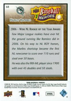 2008 Upper Deck Baseball Heroes - Brown #68 Hanley Ramirez Back