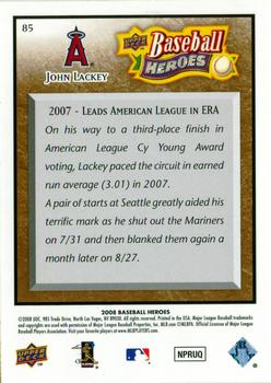 2008 Upper Deck Baseball Heroes - Brown #85 John Lackey Back