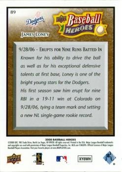 2008 Upper Deck Baseball Heroes - Brown #89 James Loney Back