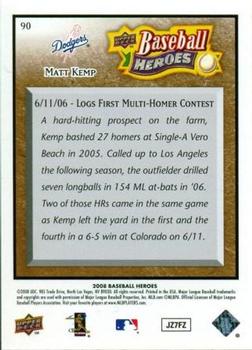 2008 Upper Deck Baseball Heroes - Brown #90 Matt Kemp Back