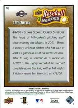 2008 Upper Deck Baseball Heroes - Brown #98 Ben Sheets Back
