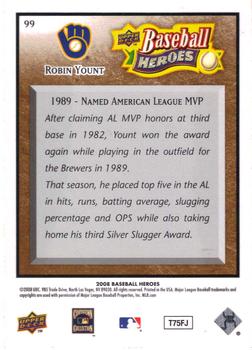2008 Upper Deck Baseball Heroes - Brown #99 Robin Yount Back