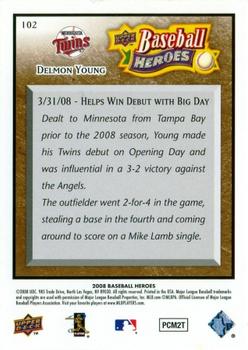 2008 Upper Deck Baseball Heroes - Brown #102 Delmon Young Back