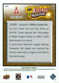 2008 Upper Deck Baseball Heroes - Brown #103 Rod Carew Back