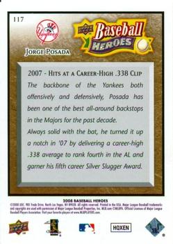 2008 Upper Deck Baseball Heroes - Brown #117 Jorge Posada Back