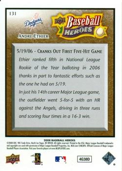 2008 Upper Deck Baseball Heroes - Brown #131 Andre Ethier Back