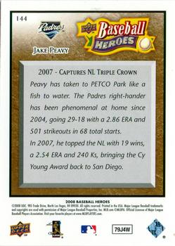 2008 Upper Deck Baseball Heroes - Brown #144 Jake Peavy Back