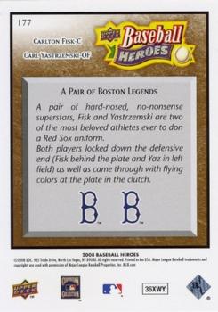 2008 Upper Deck Baseball Heroes - Brown #177 Carlton Fisk / Carl Yastrzemski Back