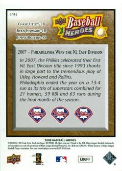 2008 Upper Deck Baseball Heroes - Brown #191 Chase Utley / Ryan Howard / Jimmy Rollins Back