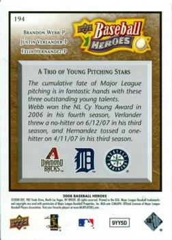 2008 Upper Deck Baseball Heroes - Brown #194 Brandon Webb / Justin Verlander / Felix Hernandez Back